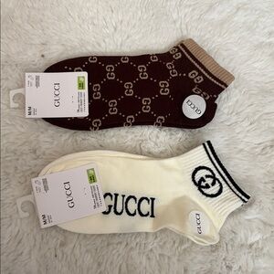 Gucci Brown and cream gwp Socks bundle of 2
